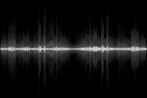 Sound wave rhythm on black background. Abstract motion audio voice signal symbol. Vector illustration