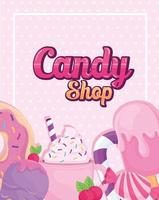 Candy shop icon set vector design