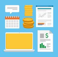 bundle of seven sales and finance analysis icons vector