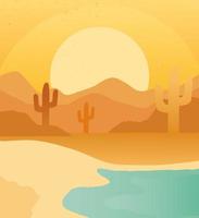 dry desert with beach abstract landscape scene vector