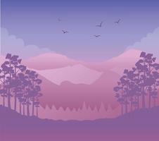 paisaje de montañas y bosques escena abstracta vector