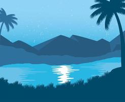 exotic beach with palms abstract landscape scene vector