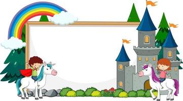 Empty banner with fairy tale cartoon character and elements isolated vector