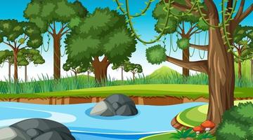 Nature scene with stream flowing through the forest vector