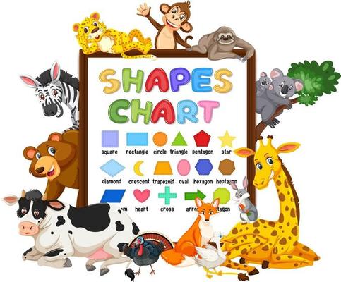 Shapes chart board with wild animals