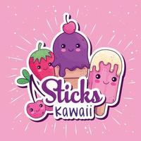 Kawaii sticks cartoons icon set vector design