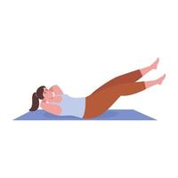 Woman doing exercise on mat vector design