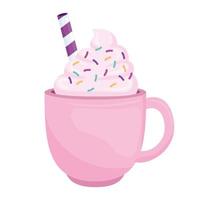 Sweet milkshake in cup with cream vector design