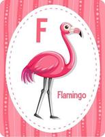 Alphabet flashcard with letter For Flamingo vector