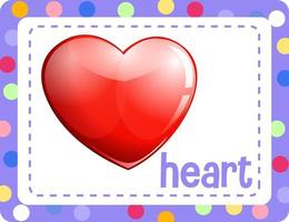 Vocabulary flashcard with word Heart vector