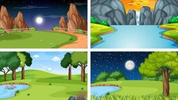 Four different scene of nature park and forest vector