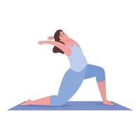 Woman doing yoga on mat vector design