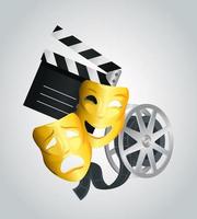 Cinema clapboard masks and reel vector design