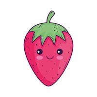 Diseño de vector de dibujos animados de fresa kawaii