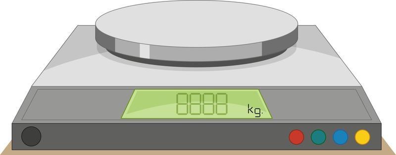 Digital weighing scale on a white background