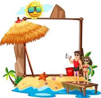 Summer Beach theme with empty banner isolated on white background vector