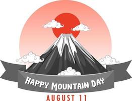 banner de feliz día de la montaña con el monte fuji y el sol rojo vector