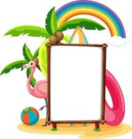 Empty banner template in beach scene isolated vector