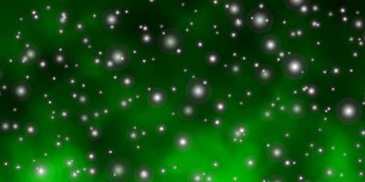 Fondo de vector verde claro con estrellas pequeñas y grandes ilustración colorida con tema de estrellas de degradado abstracto para teléfonos celulares