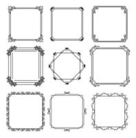 nine monochrome frames in white background line style vector