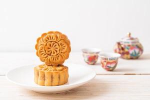 Chinese moon cake on plate photo