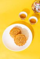 Chinese moon cake on plate photo