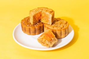 Chinese moon cake durian and egg yolk flavour photo