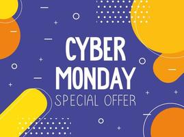 cyber monday lettering in abstract background vector