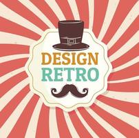 mustache in design retro with mustache in elegant frame and tophat vector