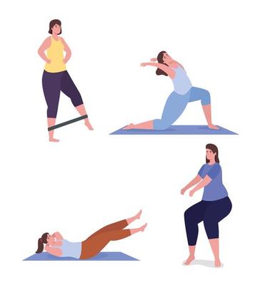 Set of people doing workout 1249335 Vector Art at Vecteezy