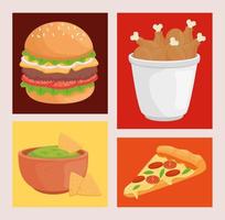 diseño de vector de colección de símbolo de comida rápida