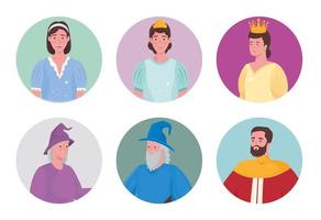 Fairytale people cartoons icon collection vector design