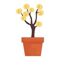 Coins plant pot vector design