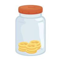 Coins in jar isolated vector design