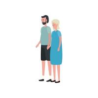 cute grandparents couple avatars characters vector