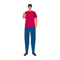 man with hand stoping bullying character vector