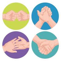 handshakes greeting expressions set icons vector