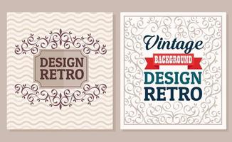 bundle of two vintage banners with frames retro style vector