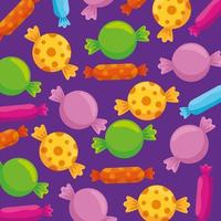 background of delicious candies in wrap vector