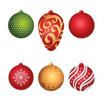 happy merry christmas card with bundle balls vector