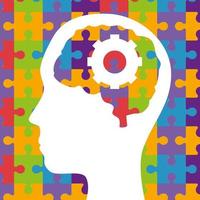 mental health of puzzles brain in head vector design