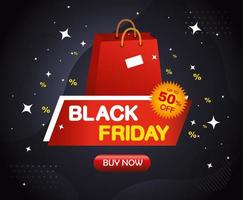 black friday buy now with bag vector design