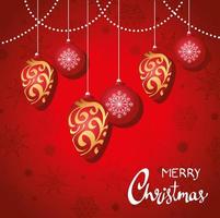 happy merry christmas lettering card with vector