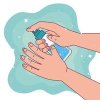 Global handswashing day and hands washing with alcohol bottle vector design