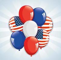 balloons helium with colors and flag of usa vector