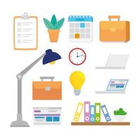 bundle of office set icons vector