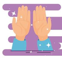 hands receiving with sparkly decoration vector