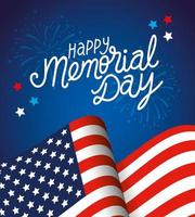 happy memorial day with decoration of flag usa vector