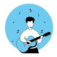 man with guitar avatar characters vector