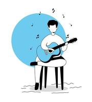 man with guitar avatar characters vector